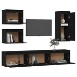 vidaXL Meubles TV 6 Pièces Noir Bois massif de pin