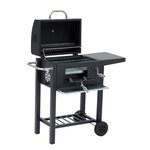 MARIUS Barbecue a charbon fumoir smoker Américain - Avec tablette - Acier - Noir