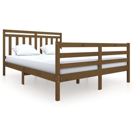 vidaXL Cadre de lit Marron miel Bois massif 160x200 cm