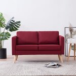 vidaXL Canapé à 2 places Tissu Rouge bordeaux