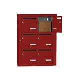 Bloc collectif Leabox 2x3  grade 3  simple face  extérieur  fixation murale  rouge brun ral 3011 finition brillante