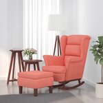 vidaXL Chaise à bascule avec pieds en bois et tabouret Rose Velours