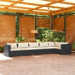 vidaXL Salon de jardin 6 Pièces avec coussins Résine tressée Noir