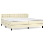 vidaXL Lit à sommier tapissier avec matelas Crème 200x200cm Similicuir