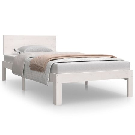 vidaXL Cadre de lit Blanc 90x190 cm Bois de pin massif