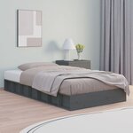 vidaXL Cadre de lit Gris 140x190 cm Bois massif