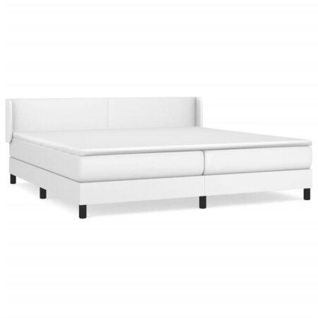 vidaXL Lit à sommier tapissier avec matelas Blanc 200x200cm Similicuir