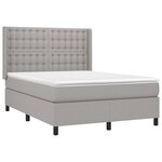 vidaXL Sommier tapissier et matelas et LED Gris clair 140x190 cm Tissu