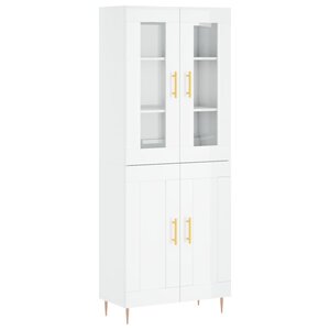 vidaXL Buffet haut Blanc brillant 69 5x34x180 cm Bois d'ingénierie