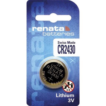 Blister de 1 Pile bouton lithium CR2430 3V 285 mAh RENATA