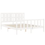 vidaXL Cadre de lit avec tête de lit blanc 160x200 cm bois massif