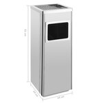 vidaXL Poubelle à cendrier d'hôtel 36 L Acier inoxydable