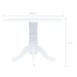 vidaXL Table de salle à manger Blanc 106 cm Bois d'hévéa massif