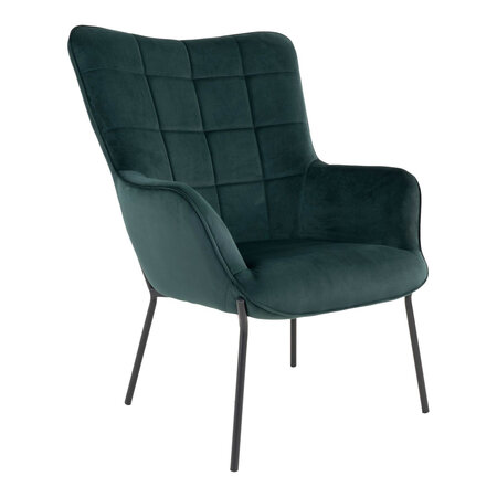 Fauteuil en velours vert avec pieds noirs
