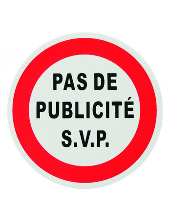 THIRARD - Disque de signalisation Pas de publicité  polystyrène rigide adhésif  Ø80mm