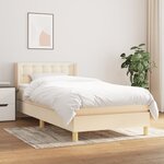 vidaXL Lit à sommier tapissier et matelas Crème 90x190 cm Tissu