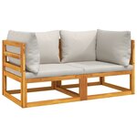 vidaXL Canapés d'angle sectionnels2Pièces coussins gris clair bois acacia