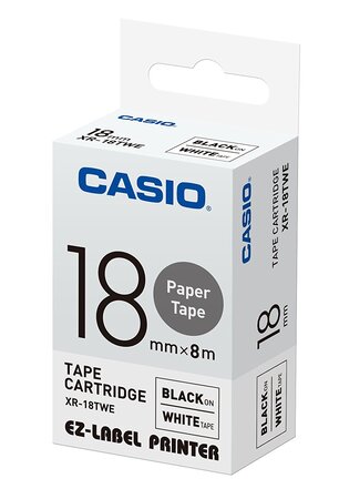 Cassette Ruban XR-18TWE Noir sur blanc, 18 mm / 8 m CASIO