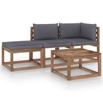 vidaXL Salon palette de jardin 4Pièces avec coussins Bois de pin imprégné