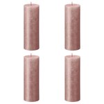Bolsius Bougies pilier rustiques Shimmer 4 Pièces 190x68 mm Rose