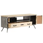 vidaXL Meuble TV Bois de manguier massif et acier 120 x 30 x 45 cm