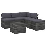 vidaXL Salon palette de jardin 6 Pièces avec coussins Bois de pin