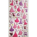 Autocollants réutilisables - Relief 3D - Silhouettes princesses - Dorures et paillettes