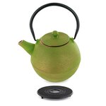 Théière en fonte chinoise Ming 0 8 litre & sous-théière noire