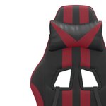 vidaXL Chaise de jeu pivotante repose-pied Noir bordeaux Similicuir