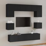 vidaXL Ensemble de meubles TV 8 Pièces Noir Bois d'ingénierie