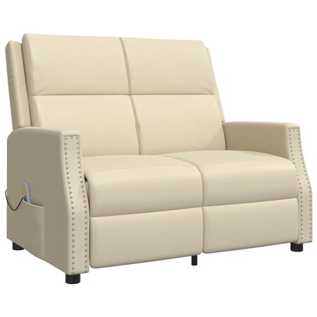 vidaXL Fauteuil de massage inclinable 2 places crème similicuir