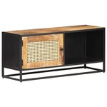 vidaXL Meuble TV 90x30x40 cm Bois de manguier brut et canne naturelle