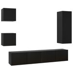 vidaXL Ensemble de meuble TV 5 Pièces Noir Aggloméré