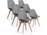Lot de 6 chaises scandinaves "BJORN"-  48 x 43 x 80 cm - Gris