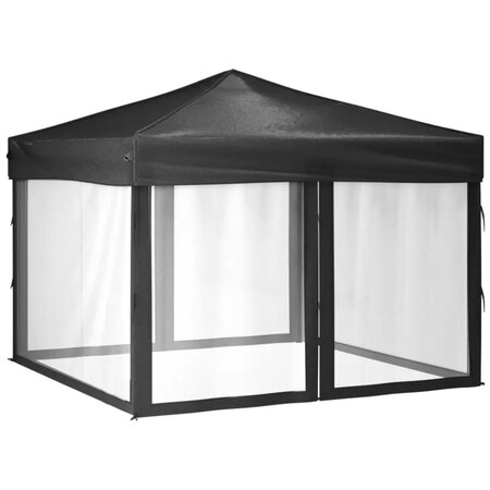 vidaXL Tente de réception pliable avec parois Anthracite 3x3 m
