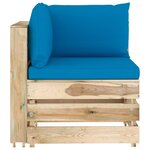 vidaXL Salon de jardin 10 Pièces avec coussins Bois imprégné de vert