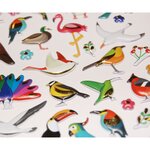 Autocollants réutilisables - Relief 3D - Oiseaux - Finitions dorées