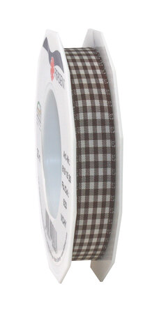 Ruban vichy 20-m-rouleau 15 mm marron et crème