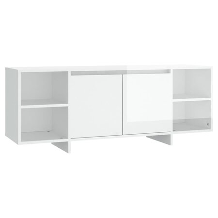 vidaXL Meuble TV blanc brillant 130x35x50 cm bois d'ingénierie