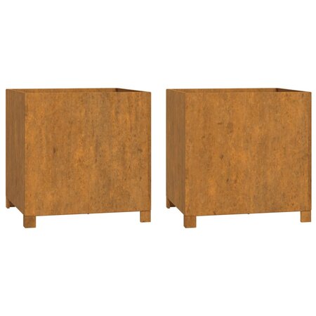 vidaXL Jardinières avec pieds 2 Pièces Rouillé 49x47x50 cm Acier corten