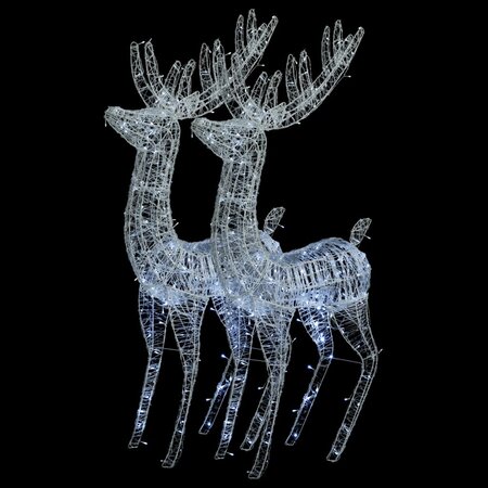 vidaXL Rennes de Noël XXL Acrylique 250 LED 2 Pièces 180 cm Blanc froid