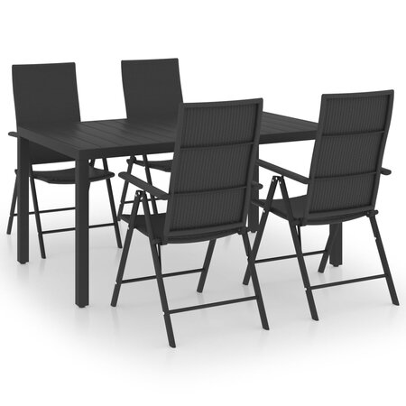 vidaXL Ensemble de salle à manger de jardin 5 Pièces Noir