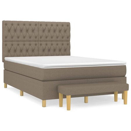 vidaXL Lit à sommier tapissier avec matelas Taupe 140x190 cm Tissu