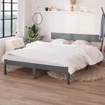 vidaXL Cadre de lit Gris Bois de pin massif 150x200 cm UK King