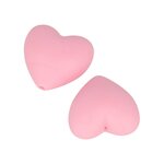 2 perles silicone coeur - 29 x 19 x 12 mm - rose