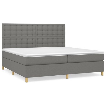 vidaXL Lit à sommier tapissier avec matelas Gris foncé 200x200cm Tissu