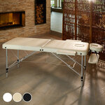 Tectake Table de massage Pliante 2 Zones Aluminium Portable + Housse - noir