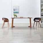 vidaXL Chaises à manger lot de 2 gris bois courbé et tissu