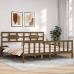 vidaXL Cadre de lit et tête de lit marron miel Super King bois massif