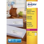 Etiquettes auto-adhésives d'adresses recyclées, faciles à décoller,  99,1 x 38,1 mm - 100 feuilles, 14 étiquettes par feuilles a4 - blanches (paquet 1400 unités)